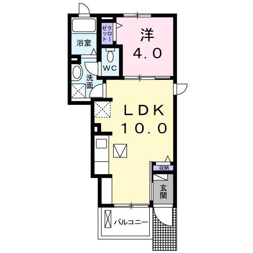 ビオーラ司(1LDK/1階)の間取り写真