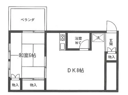 千代田3丁目2階(1DK/2階)の間取り写真