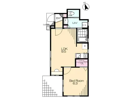 イルマーレ(1LDK/1階)の間取り写真