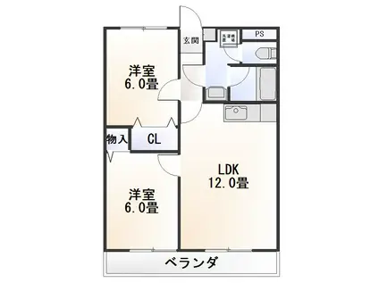 メイプルガーデンA(2LDK/2階)の間取り写真