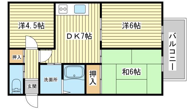 サンライフ雅(3DK/2階)の間取り写真