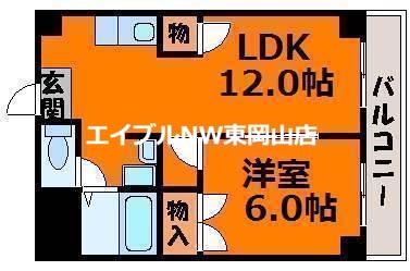 グランディール門田屋敷(1LDK/4階)の間取り写真