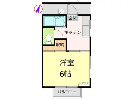 コーポ風穴(1K/2階)の間取り写真