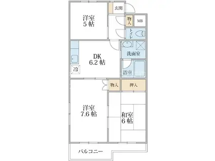 オリエント藤沢六会ハウス(3DK/2階)の間取り写真