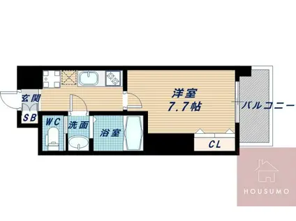 LUXE新大阪II(1K/6階)の間取り写真