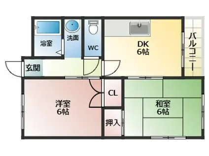 松ケ丘マンション(2DK/2階)の間取り写真