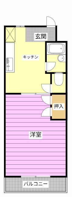 ドミールV(1K/4階)の間取り写真