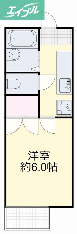 パルシティー長尾(1K/2階)の間取り写真
