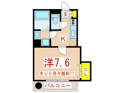 リテラス荒田壱番館(1K/1階)の間取り写真