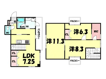 アクト・ワン第3(3LDK/5階)の間取り写真