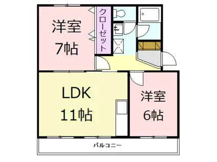 石原坂ハイツ(2LDK/3階)の間取り写真
