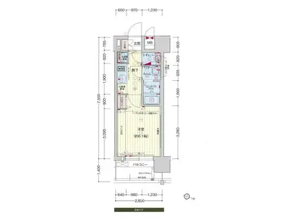 プレサンス梅田北ザ・ライブ(1K/6階)の間取り写真