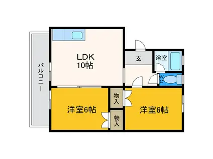 矢田マンション(2LDK/3階)の間取り写真