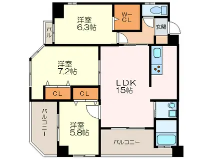 J5・STAGE1(3LDK/6階)の間取り写真