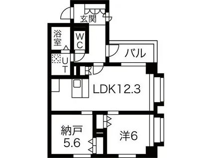 コモド御所南(2LDK/3階)の間取り写真