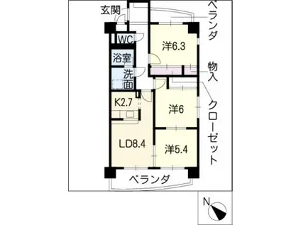リベロ高横須賀(3LDK/6階)の間取り写真