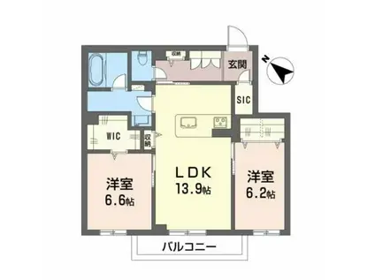 グランエス長束(2LDK/3階)の間取り写真