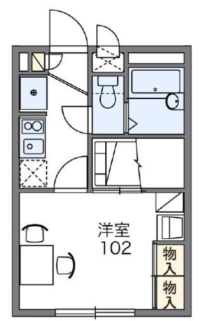 レオパレスエム(1K/1階)の間取り写真
