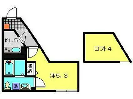 カーサ・セレーナ高田東(1K/2階)の間取り写真