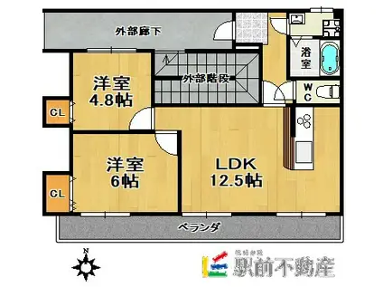 ベアコーポ(2LDK/3階)の間取り写真