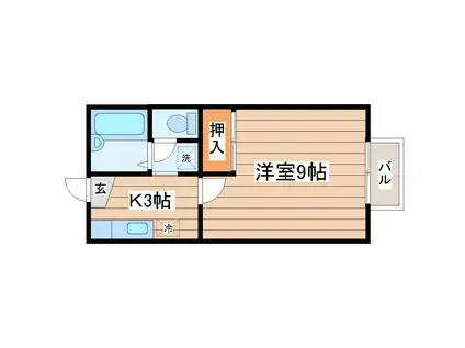 クレスト南仙台III(1K/1階)の間取り写真