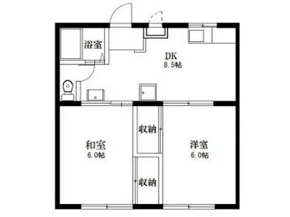 エクセレンス笹沖(2DK/2階)の間取り写真