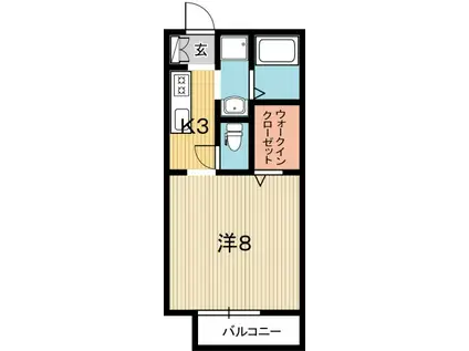 IVY COURT A棟(1K/1階)の間取り写真