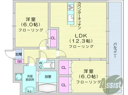セロー明通館(2LDK/2階)の間取り写真