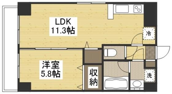 ピュアガーデン新保(1LDK/7階)の間取り写真