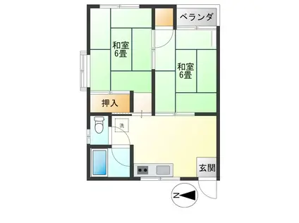 コーポフラワーメイト(2DK/2階)の間取り写真