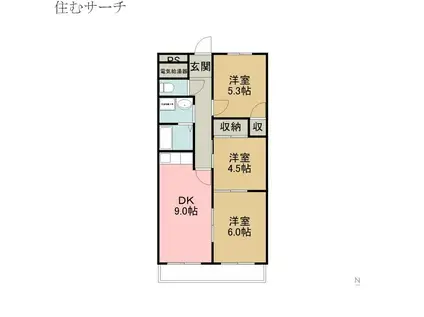 ドエルウィステリア(3DK/4階)の間取り写真