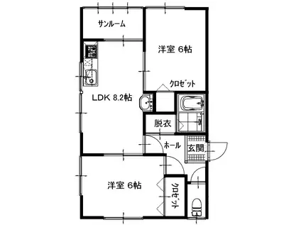 ペティーコーポみつばIII(2LDK/2階)の間取り写真