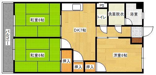 林ビル(3DK/2階)の間取り写真