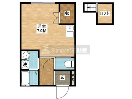 ハッピーキャッスル(ワンルーム/1階)の間取り写真