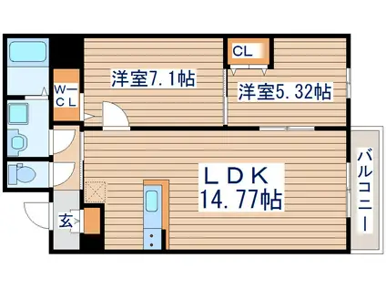 グラン・ドミール小田原山本丁(2LDK/7階)の間取り写真