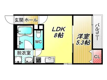 アレグリア平野本町II(1LDK/1階)の間取り写真