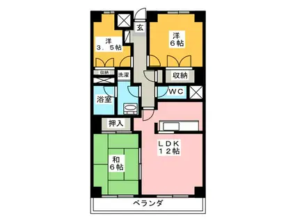 ヒルサイドヤマキビル(3LDK/3階)の間取り写真