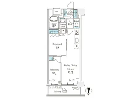 フロンティアレジデンス錦糸公園(2LDK/6階)の間取り写真