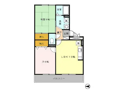 フレアコート矢木(2LDK/1階)の間取り写真