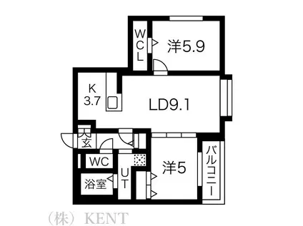 アルファスクエア南1西18(2LDK/7階)の間取り写真