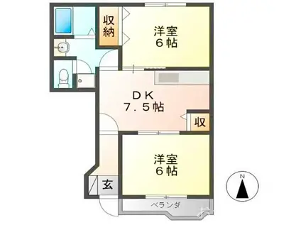 エスポアラージアンC(2DK/1階)の間取り写真