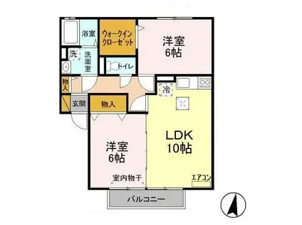 カハラB(2LDK/1階)の間取り写真