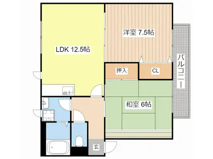 NOBLE 弐番館(2LDK/1階)の間取り写真