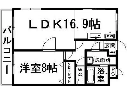 アークハイツ内山下(1LDK/8階)の間取り写真