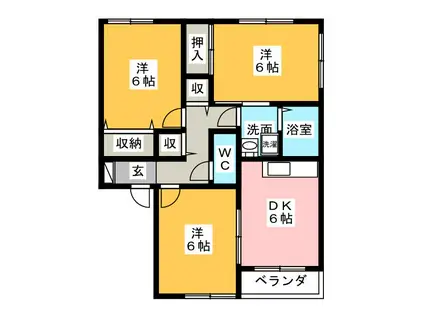 シャルムB(3DK/2階)の間取り写真
