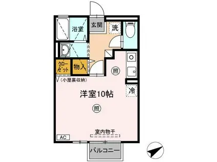 ラ・プランタン(ワンルーム/2階)の間取り写真