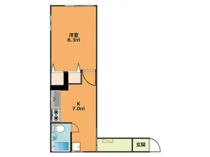 ハタハイツ(1K/2階)の間取り写真