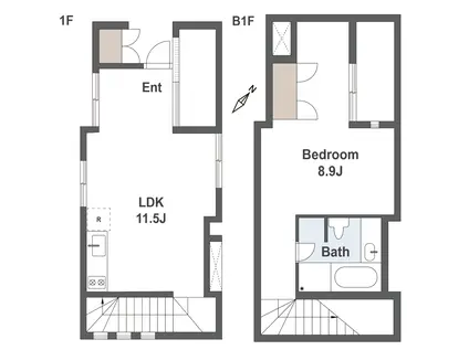 MAISON DU DIX-HUIT(1LDK/1階)の間取り写真