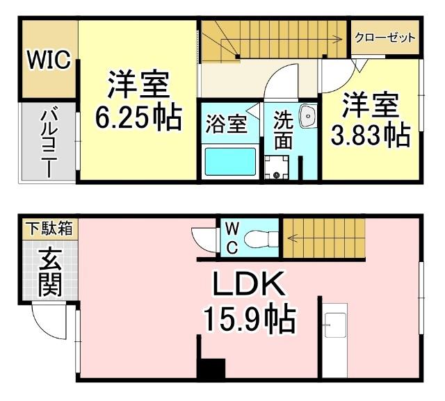 N-TERRACE黄金町(2LDK/1階)の間取り写真