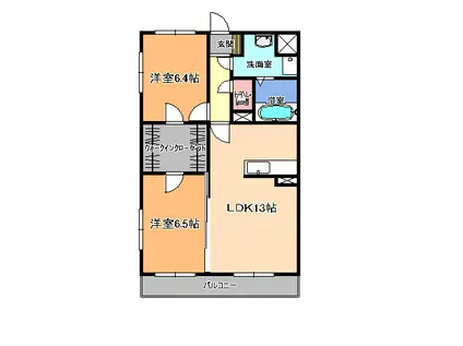 ラ・ヴィー・エターナル(2LDK/3階)の間取り写真